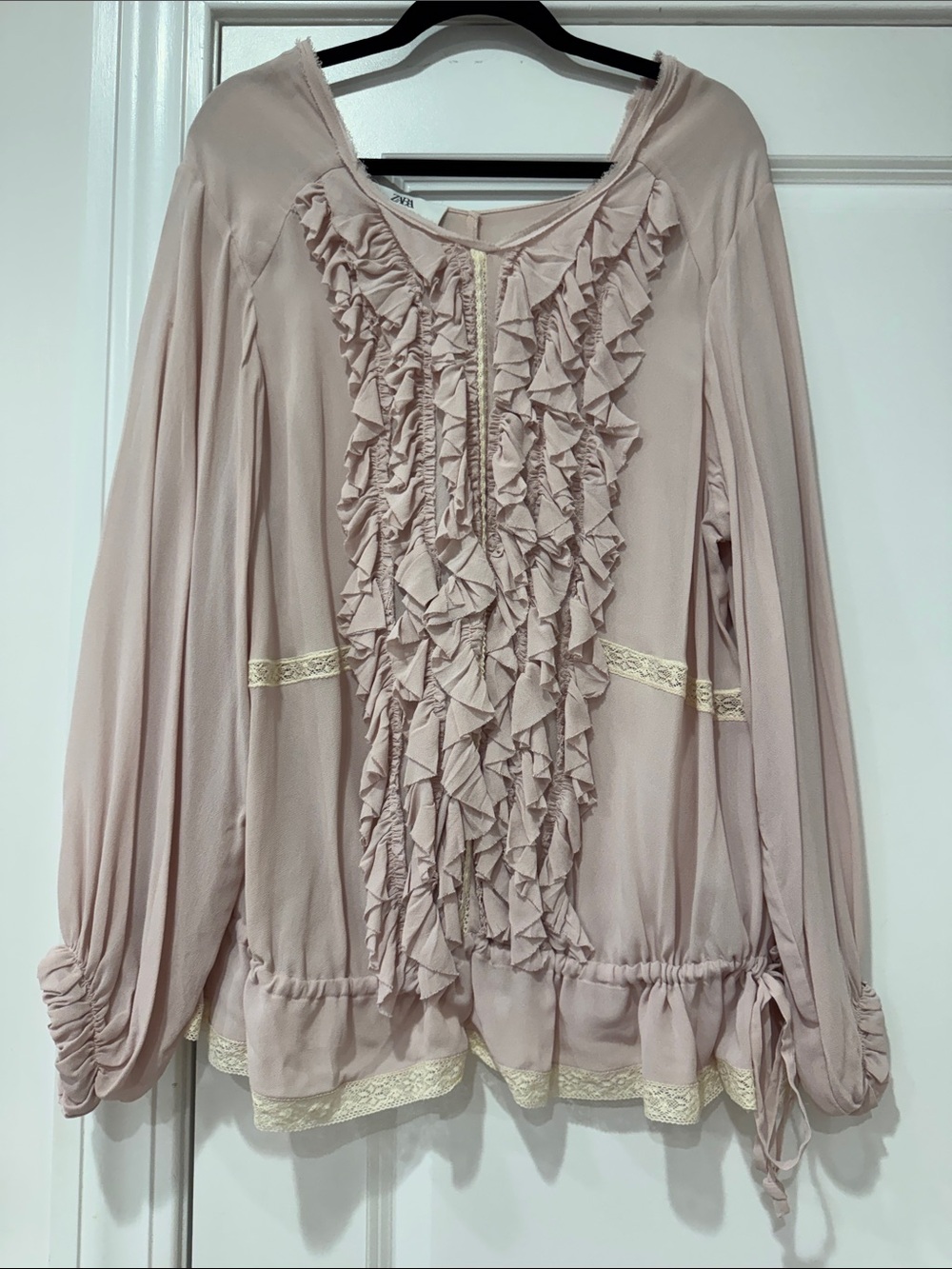 Zara Studio SS26 blush pink with cream lace trim